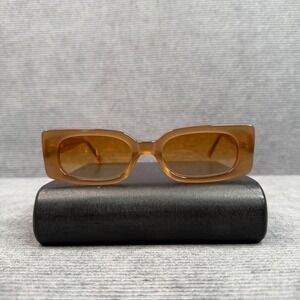 Lu Goldie Salome Amber Honey‎ Rectangular Y2K Sunglasses UV400 Retro Slim Frames